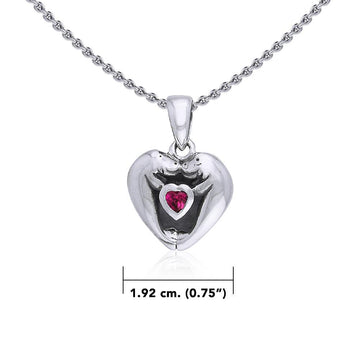 Manatees Silver Pendant with Heart Gemstone and Chain Set TSE735 - Jewelry